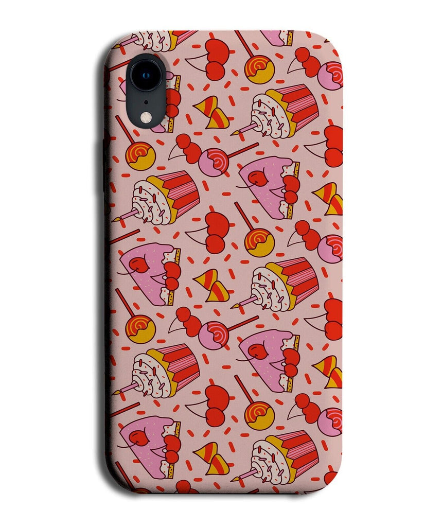 Retro Sweets Pattern Phone Case Cover Foods Red Pink Snacks Valentines Girl Q149