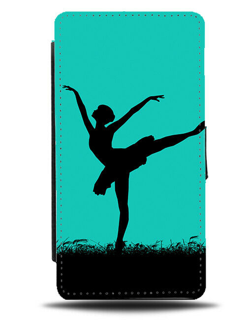Ballet Shape Flip Cover Wallet Phone Case Ballerina Dancer Turquoise Green i773