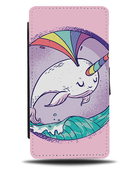 Colourful Rainbow Narwal Cartoon Flip Wallet Case Narwals Horn K951