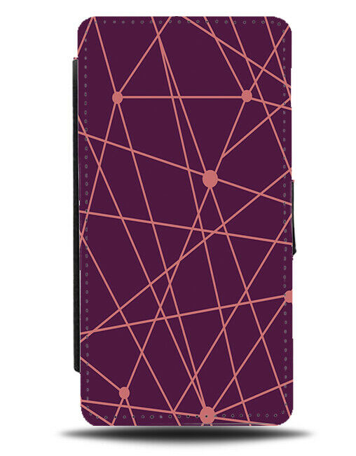 Dark Purple and Pink Geometric Lines Crossing Flip Wallet Case Cross Girls H512
