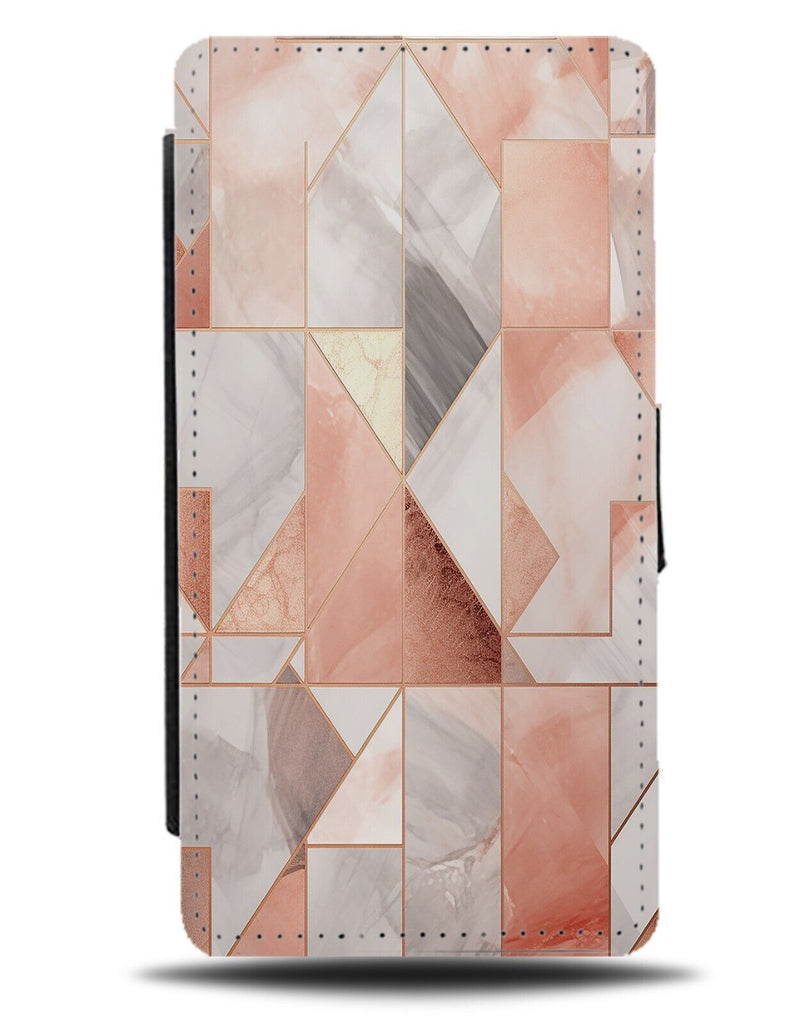 Geometric Rose Gold Style Flip Wallet Case Shapes Coloured Colour Girly CE545