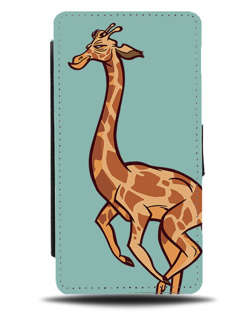 Jumping Giraffe Flip Wallet Case Happy Leaping Leap Jump Elegant Giraffes J462