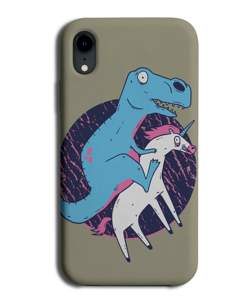 Funny Stupid Dinosaur Riding Unicorn Design Phone Case Cover Vintage Horse K420