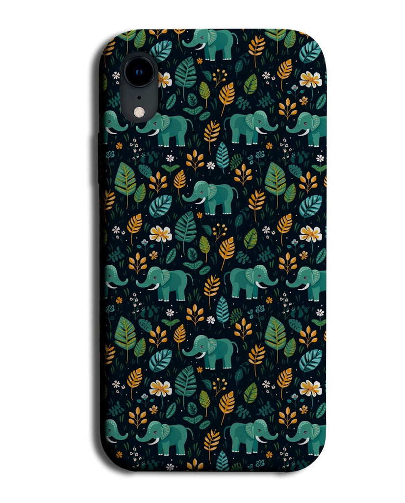 Elephants In The Jungle Pattern Phone Case Cover Leaves Forrest Elephant CG38