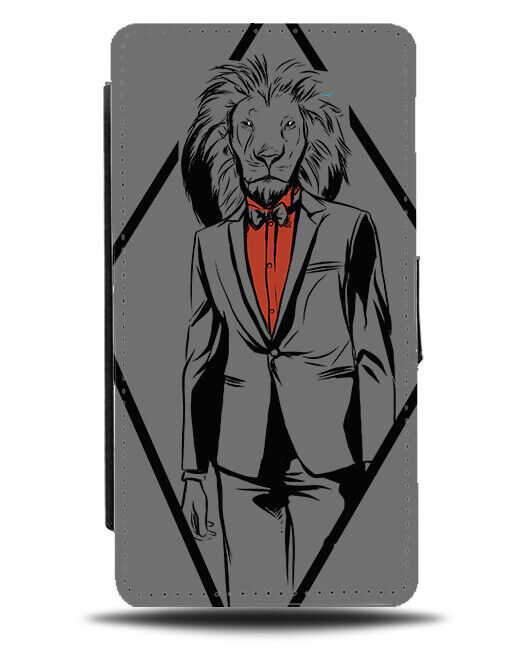 Business Man Lion In Suit Flip Wallet Case Smart Businessman Lions Bowtie J694