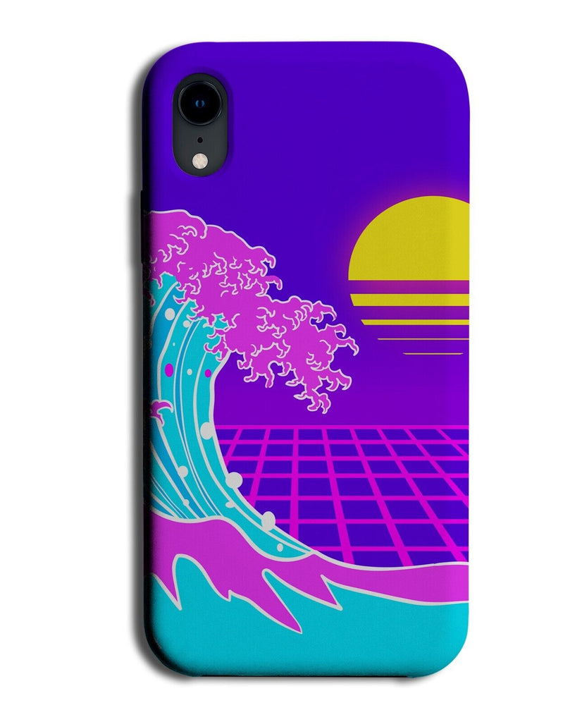 Retro 80s Asian Wave Phone Case Cover Tidal Wave Gaming Purple Japanese AU76