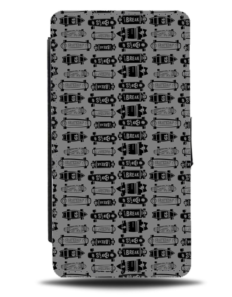 Boys Skateboard Pattern Flip Wallet Case Skateboarders Skatte Board Grey DE70