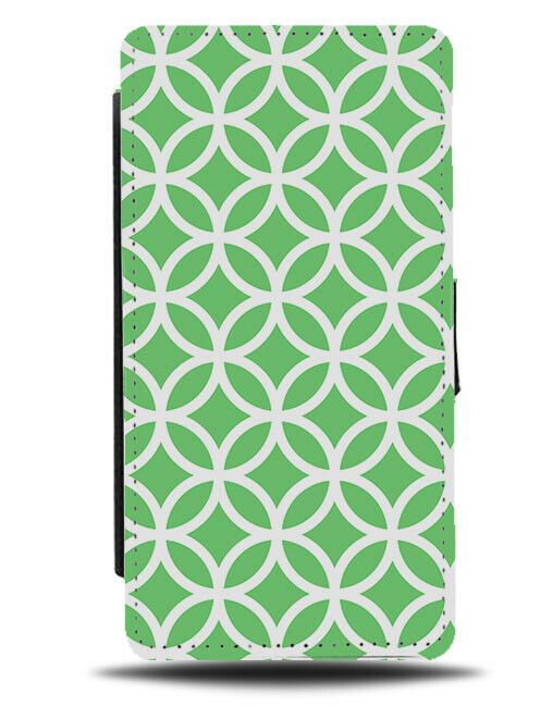 Green Coloured Geometric Shapes Flip Wallet Case Pattern Mosaic Shape G481