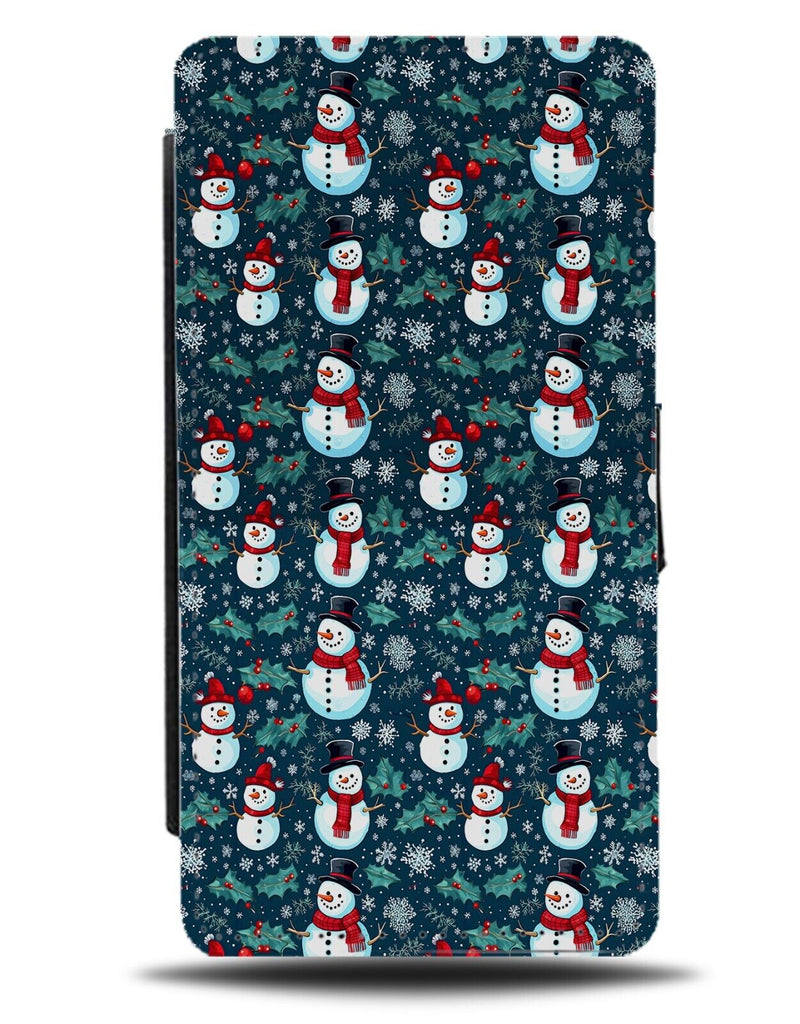 Festive Style Christmas Pattern Flip Wallet Case Snowmen Snowman Multiple DH16