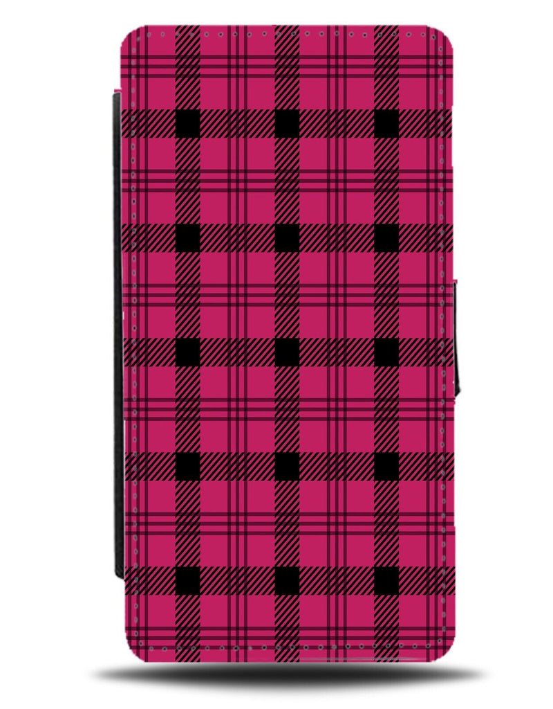 Hot Pink and Black Paid Shirt Pattern Flip Wallet Case Girls Girl Design CJ65