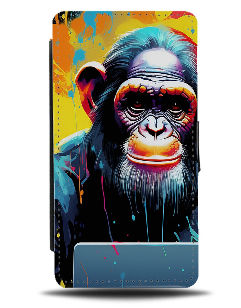 Colourful Chimp Popart Artwork Flip Wallet Case Monkey Chimpanzee Chimps CY21