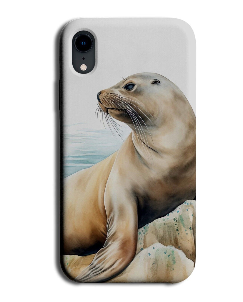 Sea Lion Oil Painting Phone Case Cover Seal Lions Watercolour on Rock Novel DF64