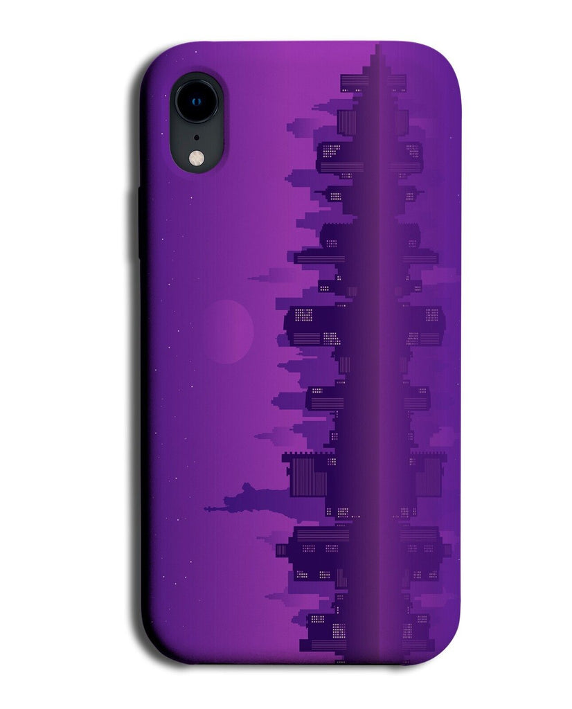 Purple Silhouette Of The New York Skyline Phone Case Cover Buildings Sky BV53