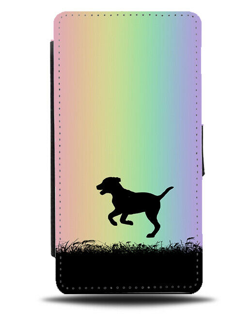 Dog Silhouette Flip Cover Wallet Phone Case Dogs Puppy Rainbow Colourful i082
