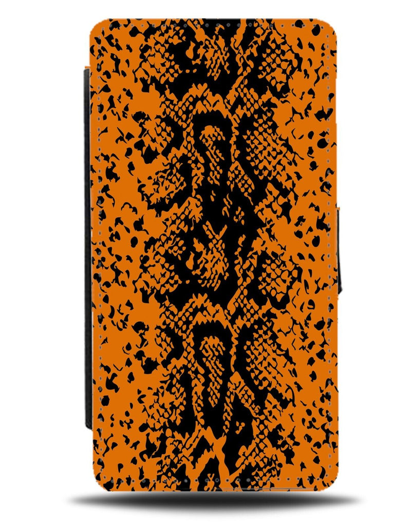 Orange Snake Skin Flip Wallet Case Snakes Scales Markings Print Reptile CP72