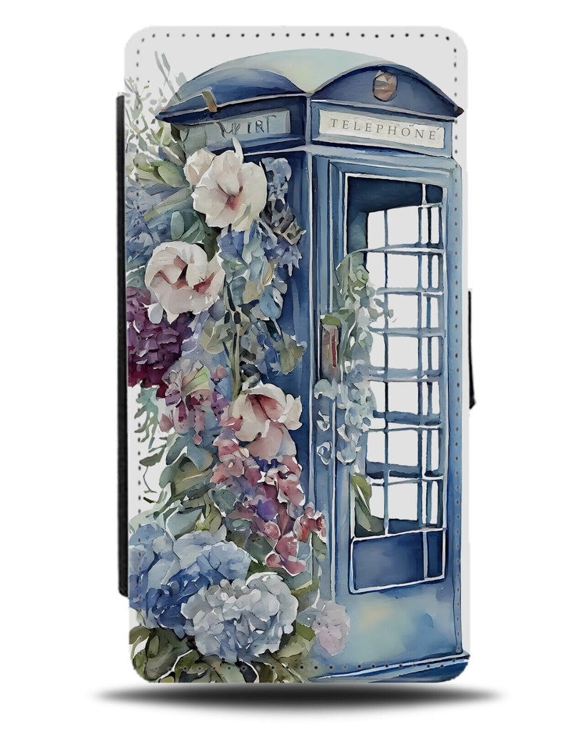 London Blue Telephone Box Flip Wallet Case Roses Baby Rose Floral British CZ32