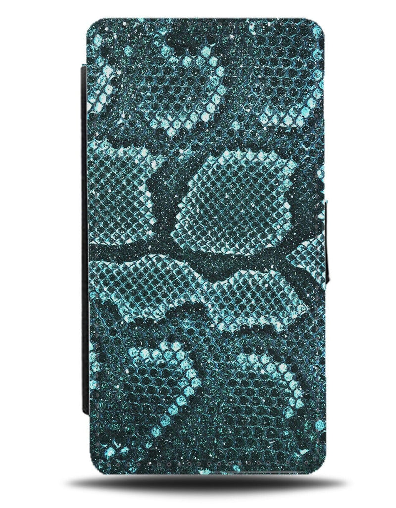 Turquoise Green Snake Skin Flip Wallet Case Reptiles Scales Print Snakes CE72