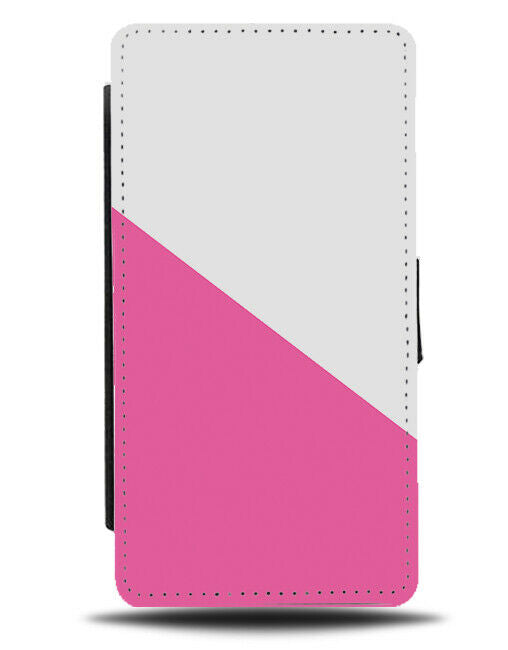 White and Hot Pink Colour Flip Cover Wallet Phone Case Colours Girls Womens i361