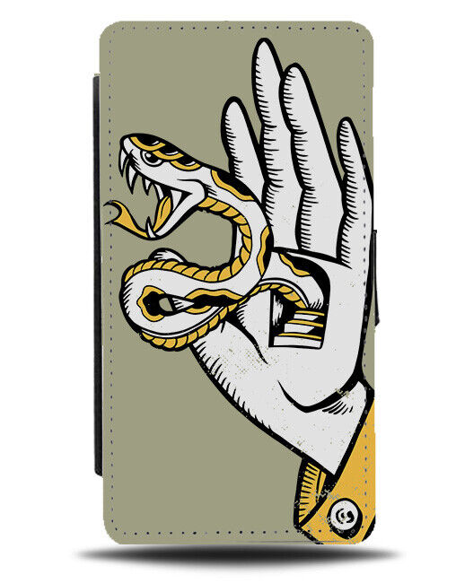Snake Out Of Hand Design Flip Wallet Case Tattoo Picture Snakes Palm K300