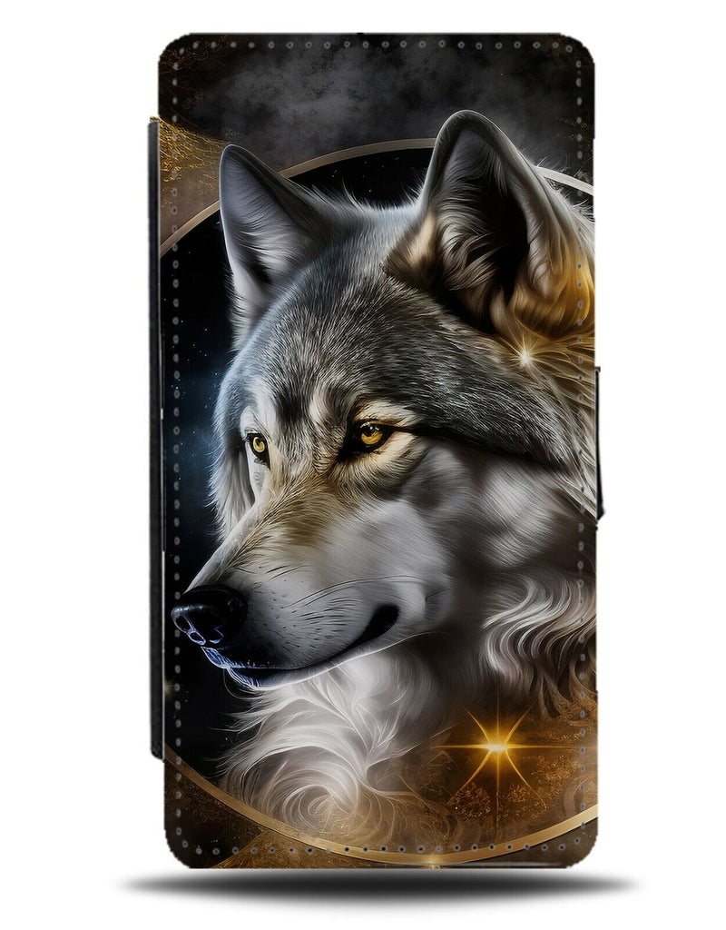 Night Wolf Flip Wallet Case Wolves Lone Wolfs Moon Dark Black Head Face AS77