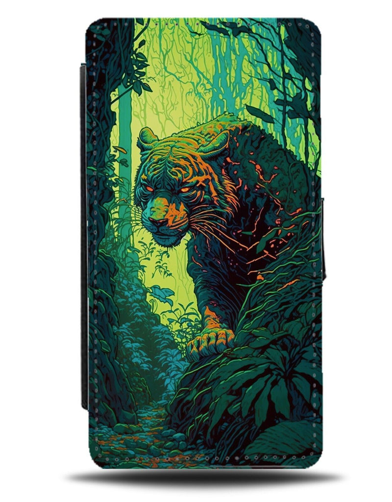 Stalking Tiger Flip Wallet Case Hunter Tiger Tigers Animal Cartoon Jungle CS04