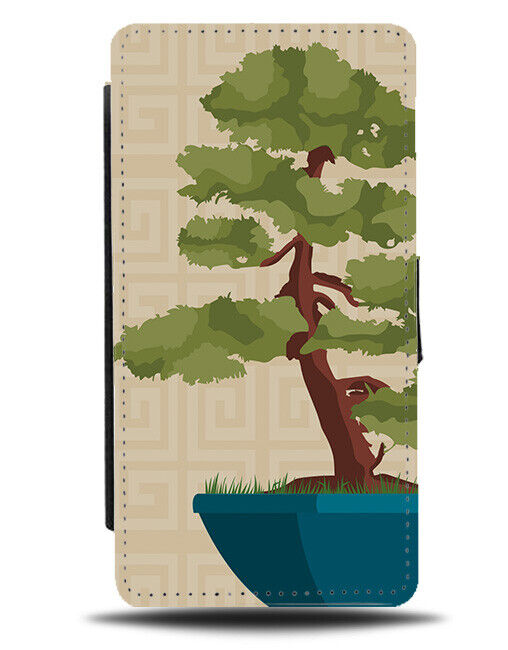 Japanese Bonsai Tree Painting Flip Wallet Case Plant Plants Asian Japan J620