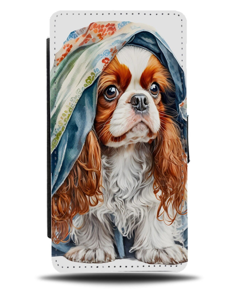 Lazy Duvet Day Flip Wallet Case Funny Dogs Dog Cavalier King Chales Spanil DD98