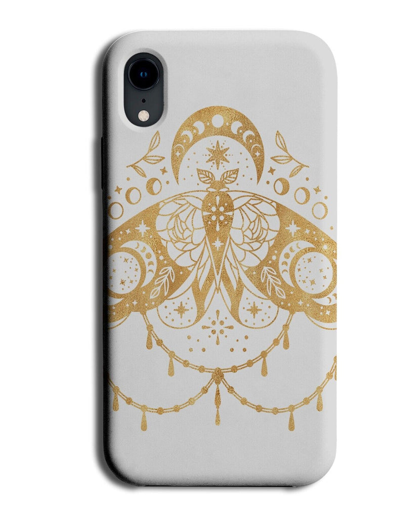 White and Gold Moon Moth Phone Case Cover Golden Coloured Girls Girl P332F