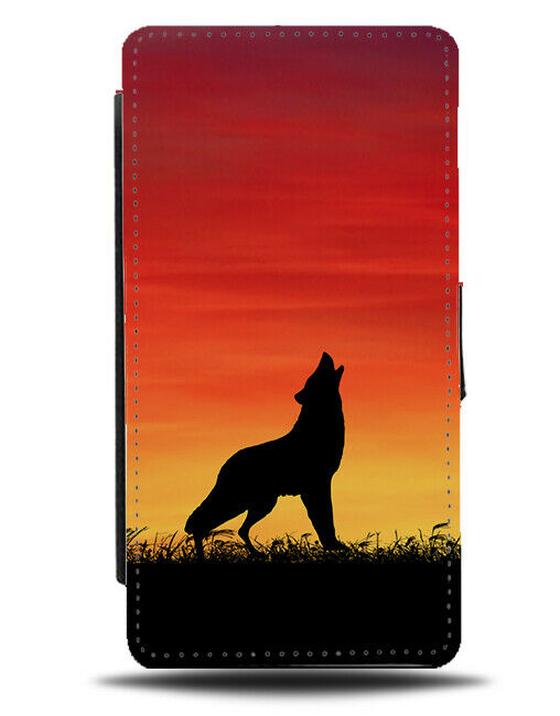 Wolf Silhouette Flip Cover Wallet Phone Case Wolves Sunset Sunrise Photo i259