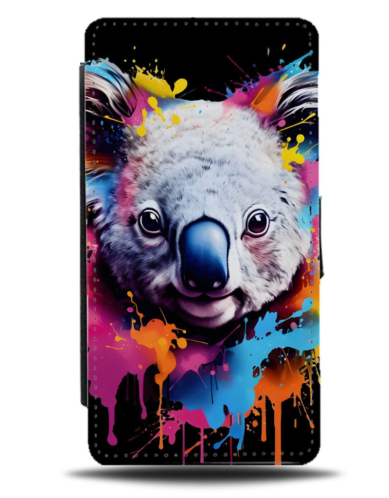 Colourful Koala Paint Splash Flip Wallet Case Art Koalas Graffiti Animal DB12
