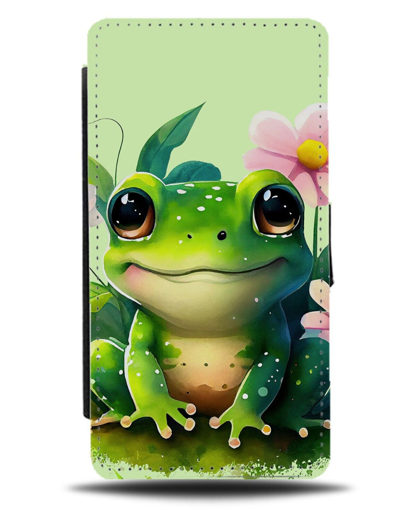 Cute Little Happy Frog Flip Wallet Case Big Eyes Animated Baby Tiny Frogs AH63