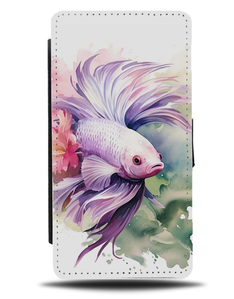 Pink Japanese Fighting Fish Flip Wallet Case Tropical Fishes Type Girls Art DG24
