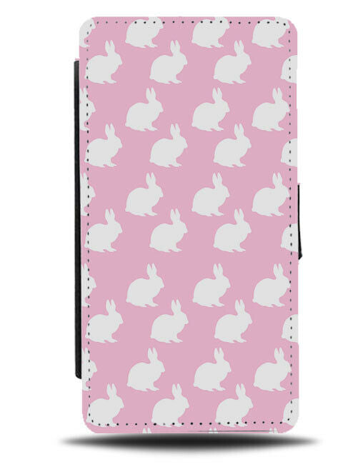 Pink and White Rabbit Pattern Flip Cover Wallet Phone Case Rabbits Girls B990