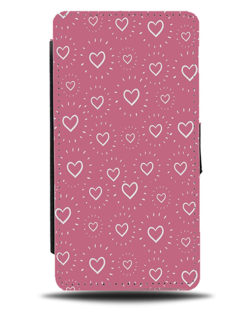Baby Pink Love Heart Shapes Flip Wallet Case Sunshine Sunny Sun Novelty CF68