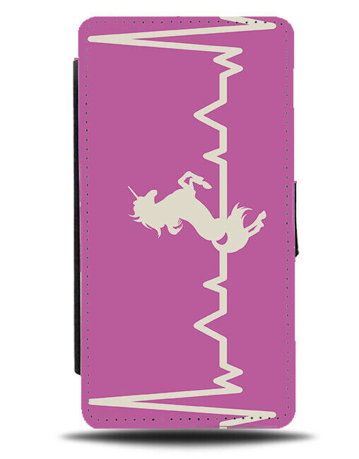 Pink Unicorn Lover Flip Wallet Case Heartbeat Pulse Love Present Unicorns J559