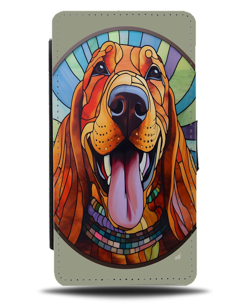 Stained Glass Window Bloodhound Design Flip Wallet Case Blood Hound Breed CY23