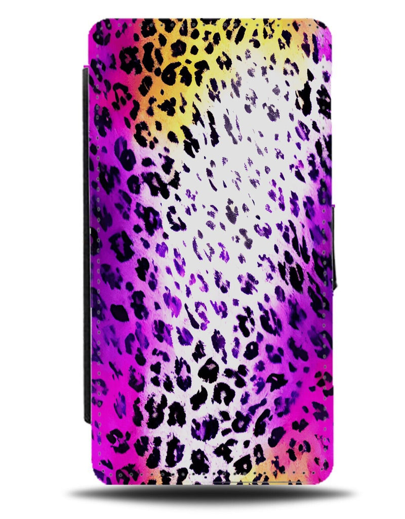 Pink Purple and Gold Leopard Print Pattern Design Flip Wallet Case Animal AY61