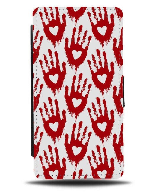 Blooded Hands Marks Flip Wallet Case Love Hearts Blood Mark Press Prints H753