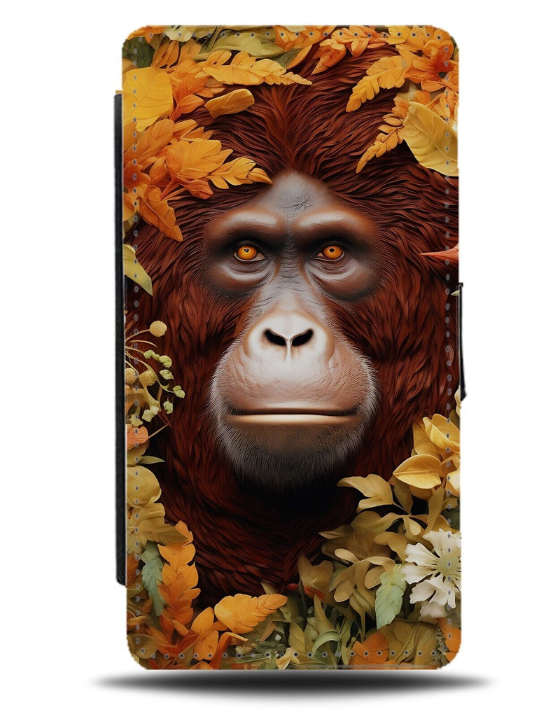 Orangutan Orange Eyes Flip Wallet Case Orangutans Face Floral Flowers DH13