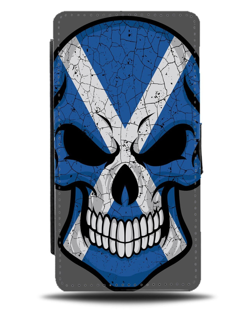 Scottish Skull Flip Wallet Case Scotland Scot Flag St Andrews Blue Cross CX84