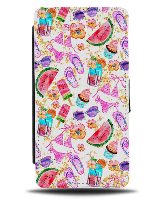 Girls Holiday Flip Wallet Case Girly Tropical Clothes Lollies Retro Design G854