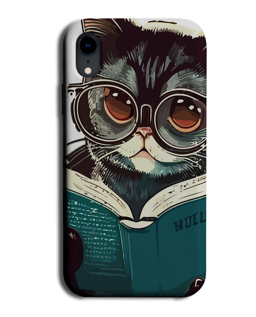 Clever Cat Phone Case Cover Cats Bookworm Book Smart Student Studying Geek BH26