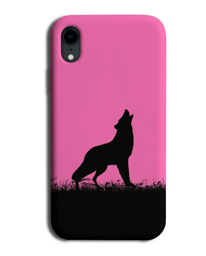 Wolf Silhouette Phone Case Cover Wolves Hot Pink Black Coloured I042