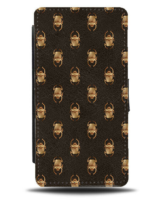 Black and Gold Bugs Flip Wallet Case Insect Insects Beetle Beetles Egyptian F481