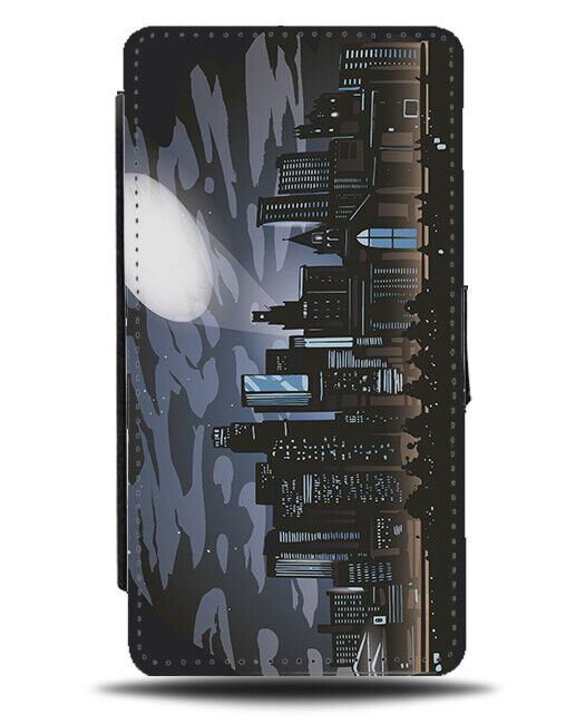 Superhero Skyline Flip Wallet Case Sky Line Buildings City Night Spotlight N381
