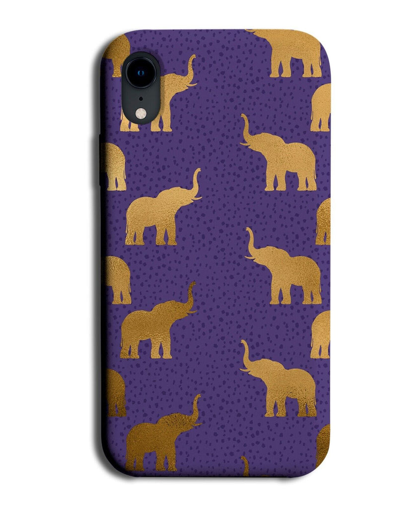 Golden Elephants Shapes Phone Case Cover Shape Elephant Gold Purple Pattern AC28