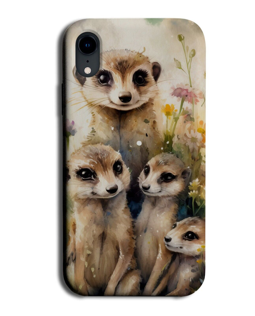 Meerkat Family Watercolour Painting Phone Case Cover Meerkats Oil Flowers BD63