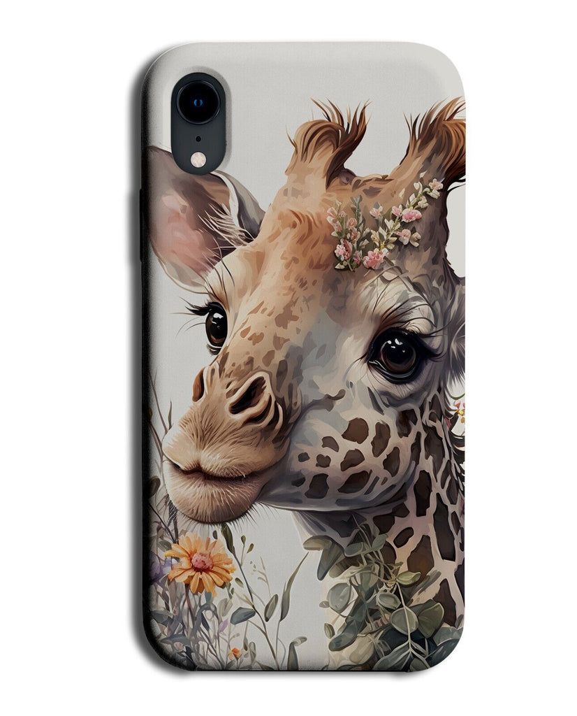 Giraffe Watercolour Painting Phone Case Cover Giraffes Floral Flowers Face BF87