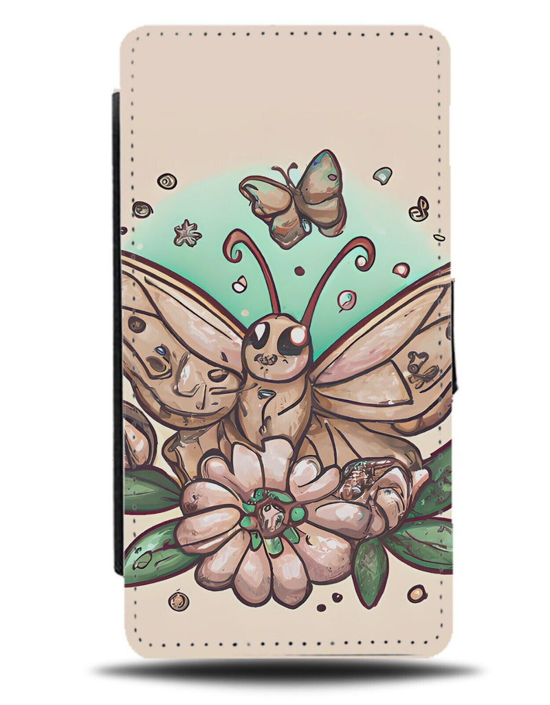 Cartoon Butterfly Flip Wallet Case Flower Flowers Butterflies Floral Flying AF14