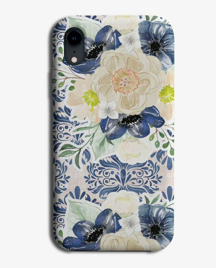 Abstract Blue Floral Phone Case Cover Flowers Roses Lilies Flower Girls E884